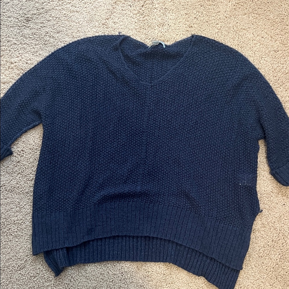 She + Sky Navy V-Neck Sweater